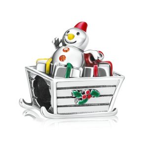 Christmas Sleigh & Snowman Charm