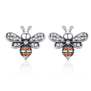 Silver Cheeky Bee Stud Earrings