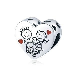 Silver Heart Family Charm