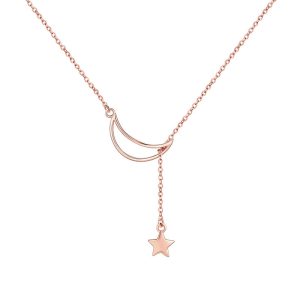 Moon and Star Rose Gold Pendant Necklace