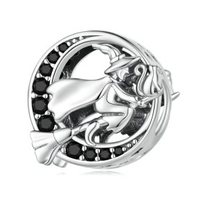 Witch On Crescent Moon Charm