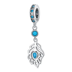 Sterling Silver Feather Enamel Pendant Charm
