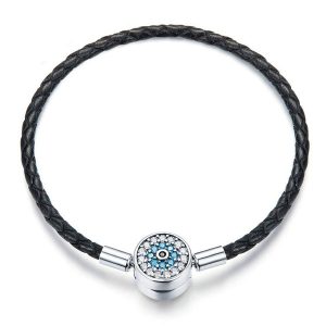 Dazzling Black Leather Bracelet
