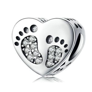 Footprints Heart Charm