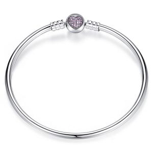Pink CZ Heart Bangle