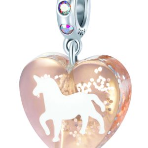 Sterling Silver Heart Shape Unicorn Charm