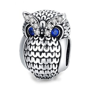 Shining Owl CZ Charm