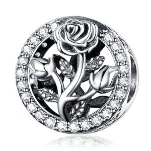Silver CZ Rose Charm