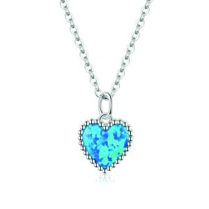 Deep Blue Heart Pendant Necklace