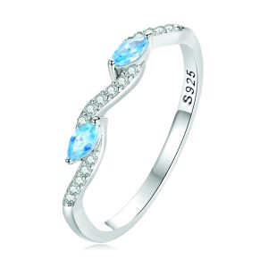 Blue Zirconium Split Infinity Ring