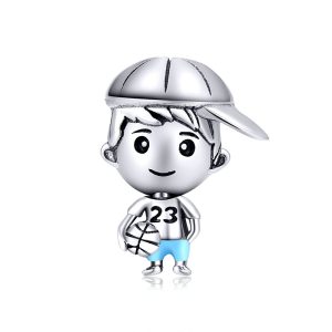 Little Basketball Boy Sterling Silver Charm