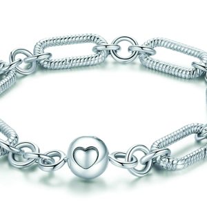 Silver Heart Chain Bracelet