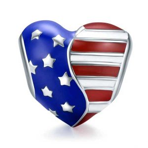 Stars and Stripes Heart Charm