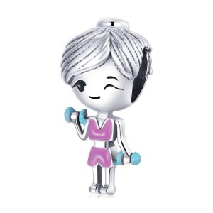 Workout Girl Sterling Silver Charm