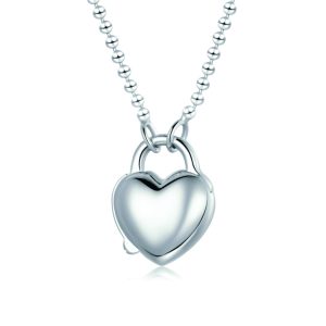 Silver Heart Lock Chain Necklace
