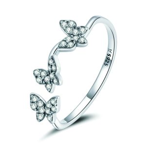 Floating Butterflies Adjustable Ring