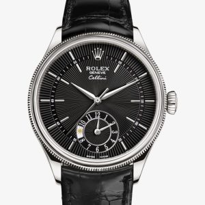 Rolex Cellini Dual Time 39 mm 18 ct white gold polished finish M50529-0007