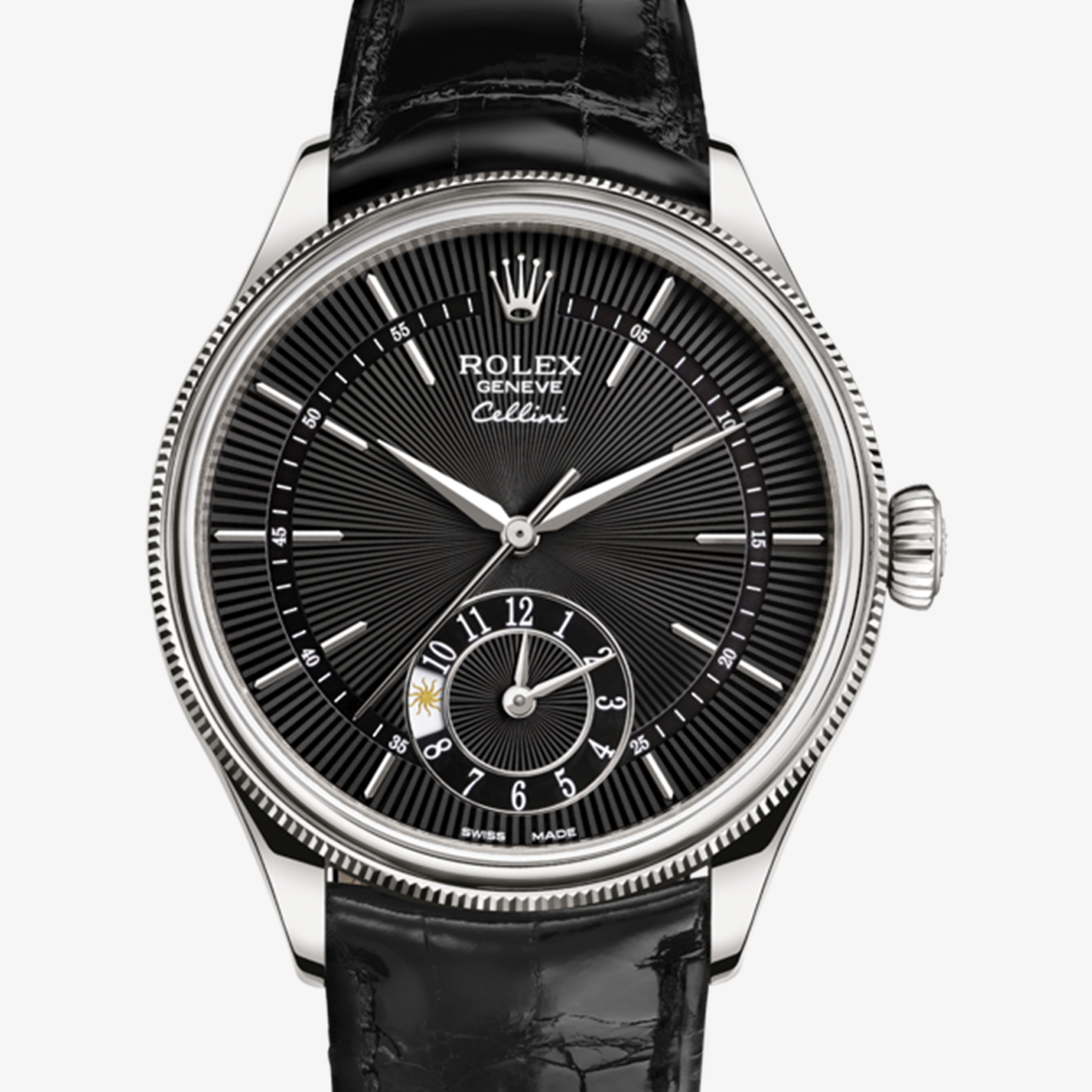 Rolex Cellini Dual Time 39 mm 18 ct white gold polished finish M50529-0007