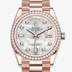 Rolex Day-Date 36 Oyster 36 mm Everose gold and diamonds M128345RBR-0028