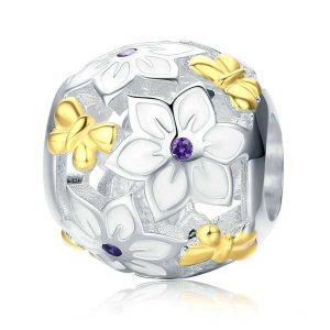 Flowers and Butterflies Enamel Charm