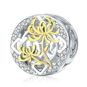 Golden Chrysanthemum Flower Charm