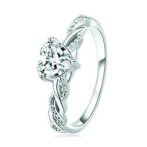 Romantic CZ Heart Stone Ring