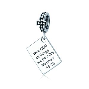 Silver Bible Verse Pendant Charm