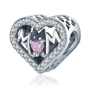 MOM Heart CZ Charm
