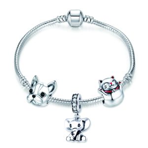 Silver Snake Bracelet With Lucky Charms