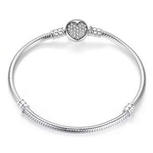 CZ Heart Snake Chain Bracelet