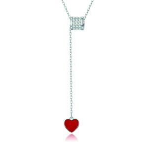 Red Heart Pendant CZ Necklace