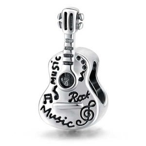 Rock Guitar Silver Charm