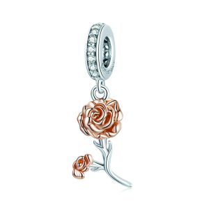 Silver & Rose Gold Flower Charm