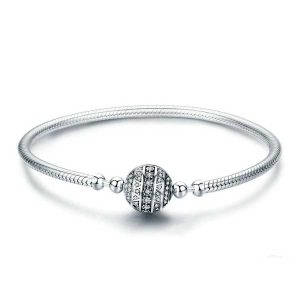 CZ Ball Clasp Snake Chain Bracelet