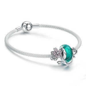 Cherry Blossom with Murano Charm Bracelet Set