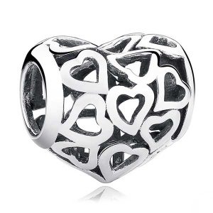 Simple Hearts Silver Charm