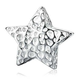 Textured Star Silver Charm