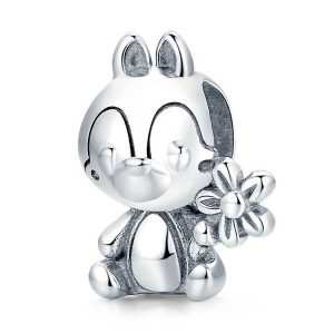 Boy Squirrel Silver Charm