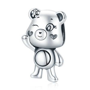 Playful Bear Silver Charm