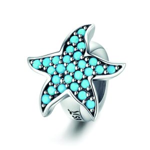 Glitzy Blue Starfish Charm