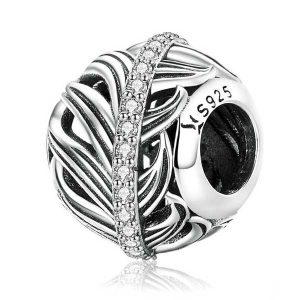 Vintage Feather CZ Charm