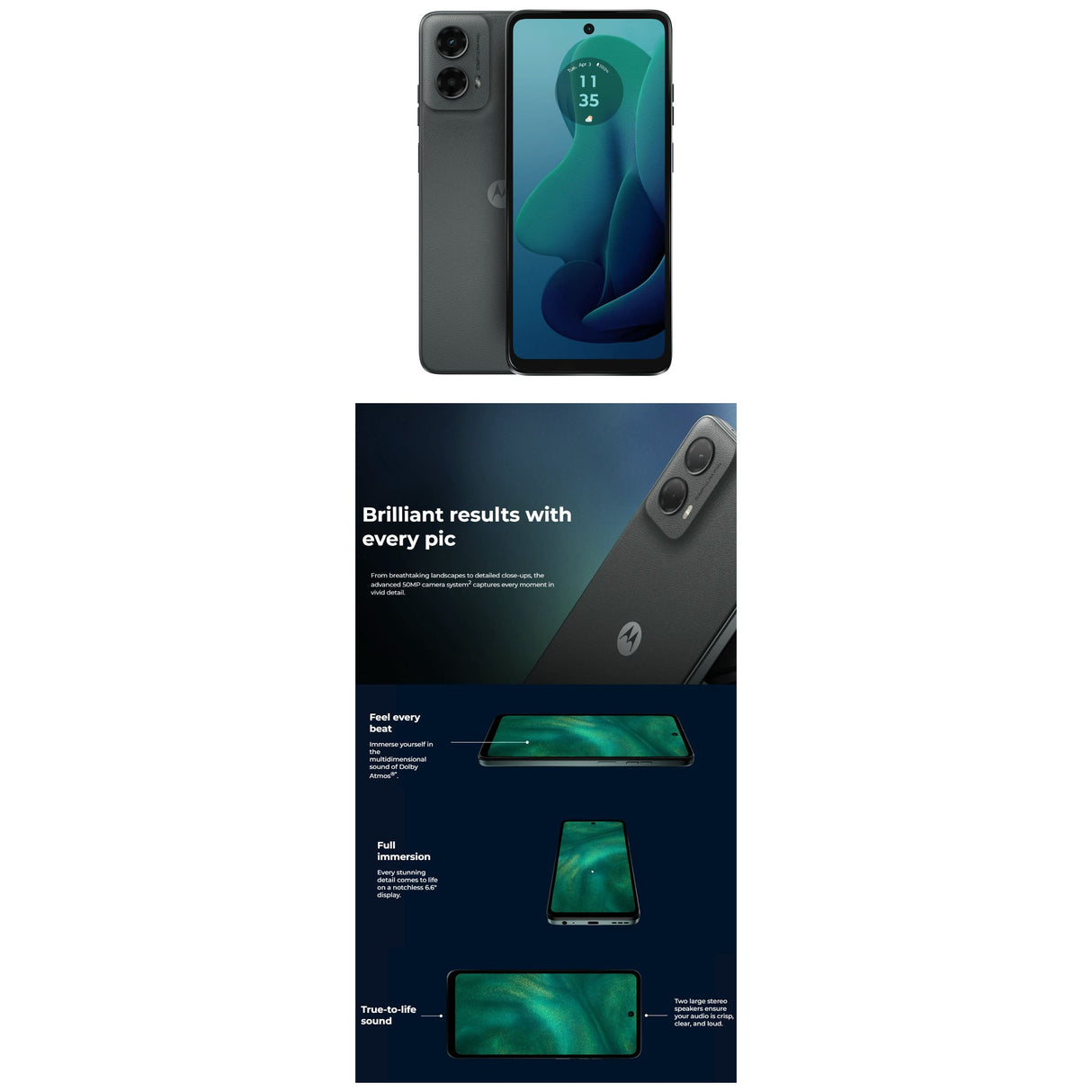 Tracfone | Motorola Moto g 5G 2024 | Locked |128GB | 5000mAh Battery | 50MP Camera | 6.6" Display | Gray - Imagem 3