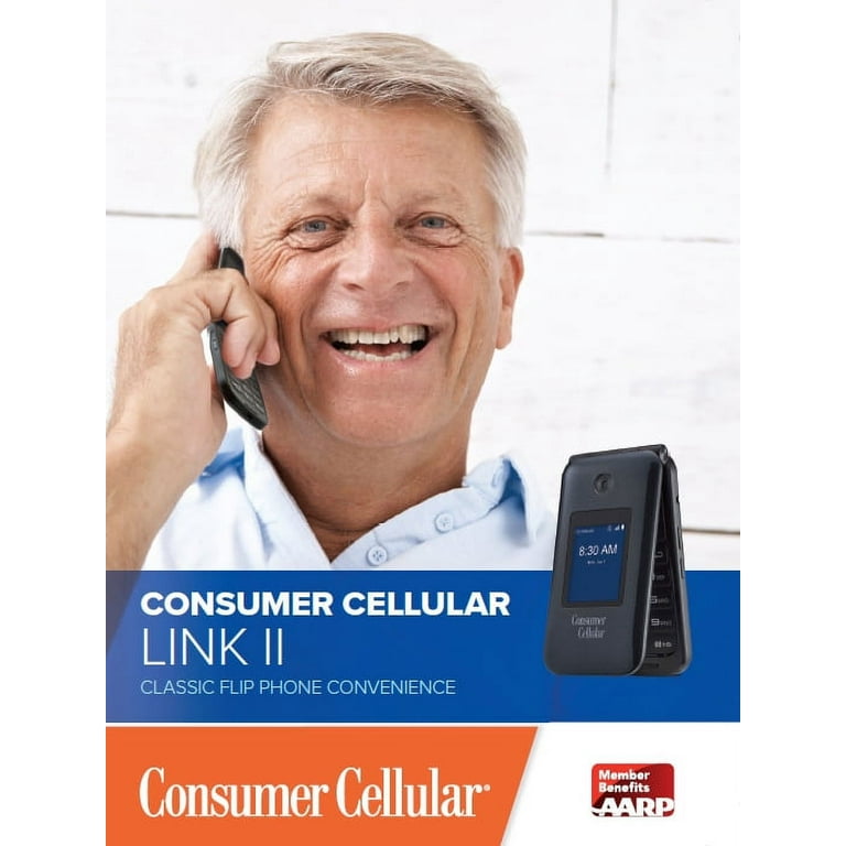 Consumer Cellular Postpaid Link Flip Phone (512MB) - Black - Imagem 3