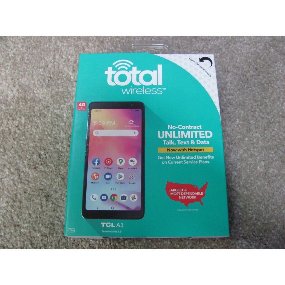 Total Wireless Alcatel TCL LX Prepaid Smartphone Black - Imagem 3